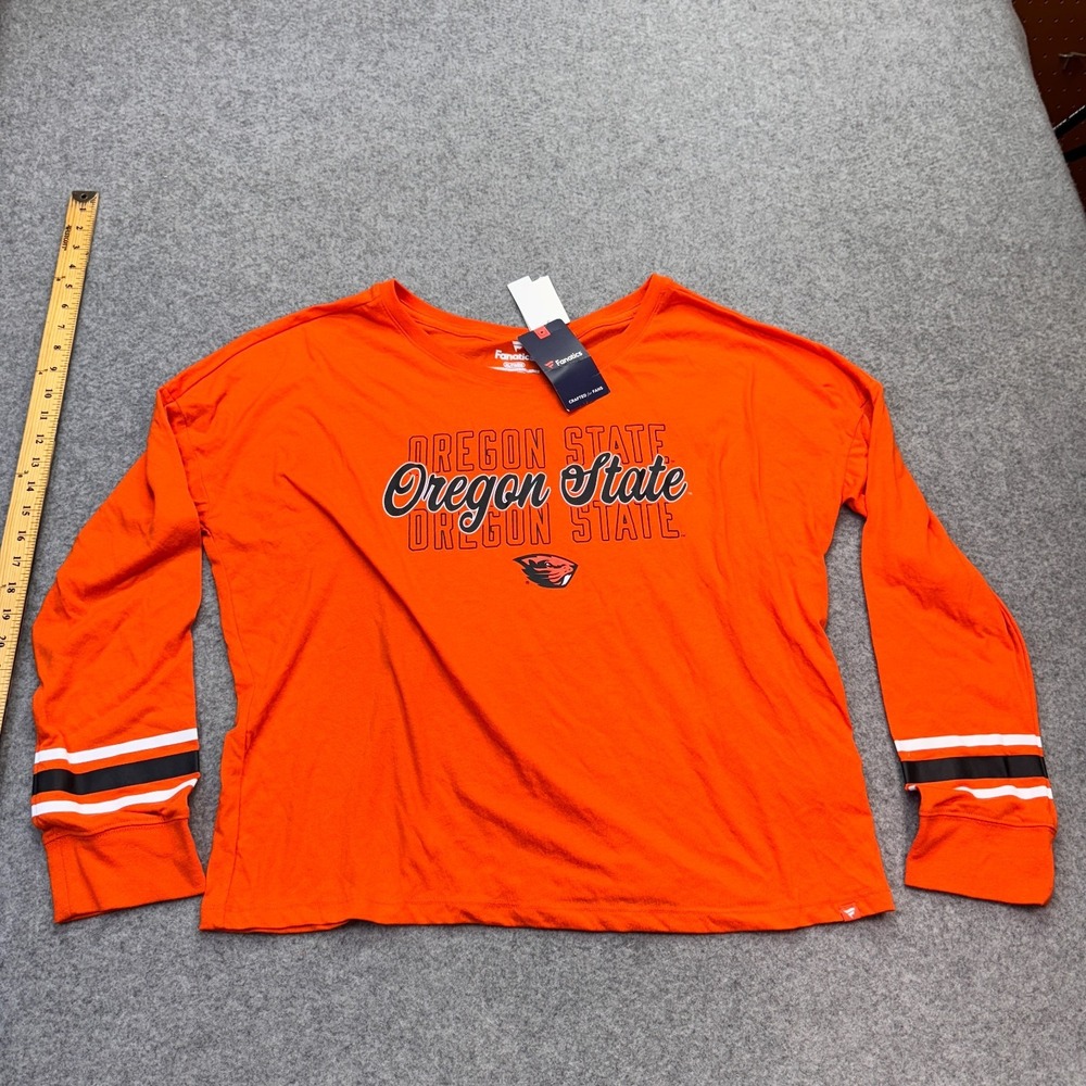 Fanatics Women Long Sleeve T-Shirt Oregon State Beavers Orange Cotton Blend XL R